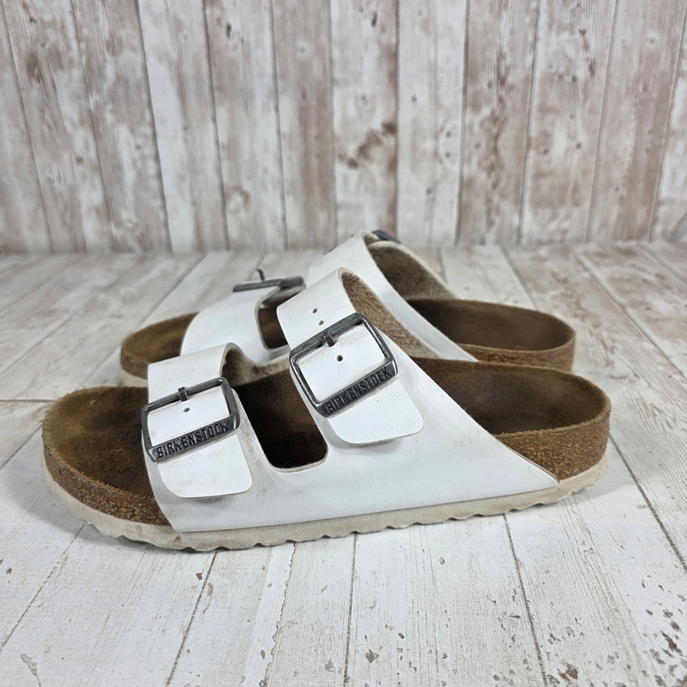 Birkenstock Arizona White Birko-Flor Sandals EU 37 US Women 6-6.5 Cork Slide - Picture 3 of 6
